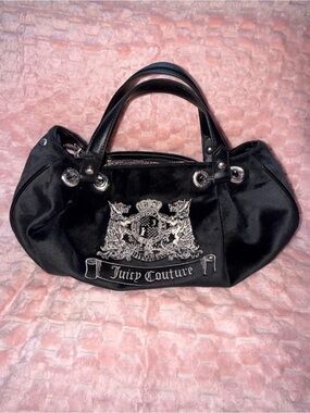 Juicy Couture Black Silver Twig Dog Dumpling / Hobo Bag ! NWOT !